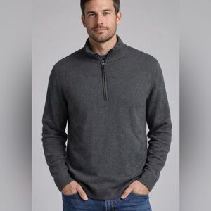 Patagonia Quarter Zip Gray Merino Wool Ribbed Waffle Knit Sweater Men’s Size M